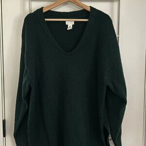 H&M Dark Green V-Neck Sweater
